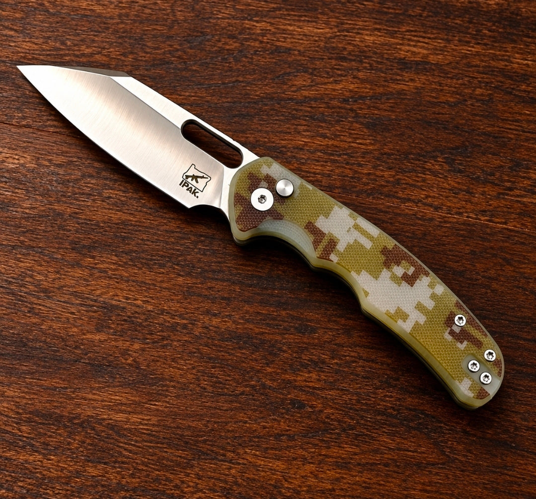 IPAK D2 Button-Lock Folding Knife- Digital Camo G10