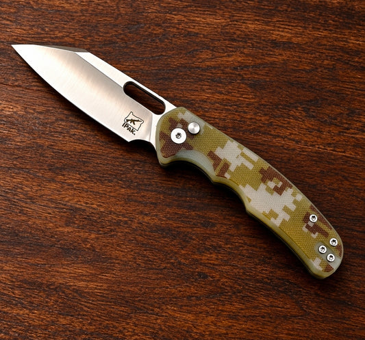 IPAK D2 Button-Lock Folding Knife- Digital Camo G10